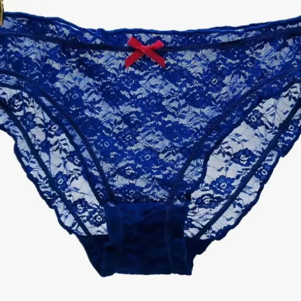 2️⃣1️⃣2️⃣ 6Pcs Floral Lace Bikini Panties, Breathable Sheer Bow Tie Panties - Picture 2 of 6